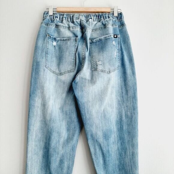 ZOO YORK / Jogger Hi-Rise Broken-In Jean Faded Distressed Blue Sz M Flawed - Picture 10 of 15